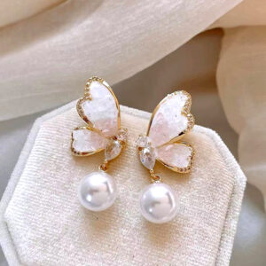 S925 Silver Needle Earrings - Luxe Butterfly Pearl Earrings with a High-End and Elegant Design