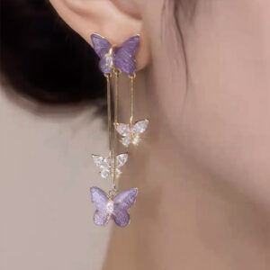 S925 Silver Needle Purple Crystal Earrings