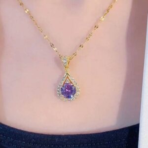 Purple Zircon Water Drop Necklace