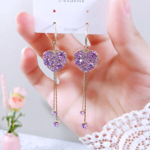 New Korean Dongdaemun tassel heart earrings