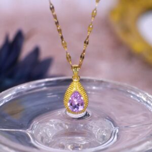 Elegant Luxury Purple Zirconia Teardrop Necklace