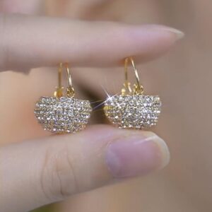 Elegant full-diamond floral basket earrings for women