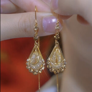 Elegant gold drop earrings with Zircon for women